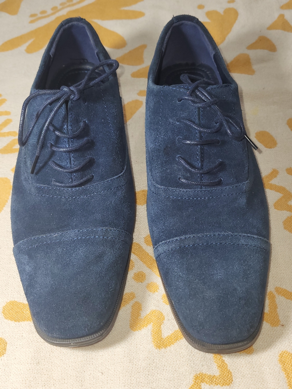 Joseph Abboud Navy Suede Cap-Toe Lace-Up Oxfords